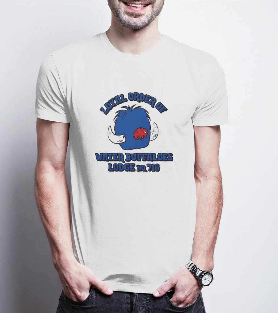 Loyal Order Of Water Buffaloes Lodge No 716 Blue Buffalo Icon Red Emblem T-Shirt