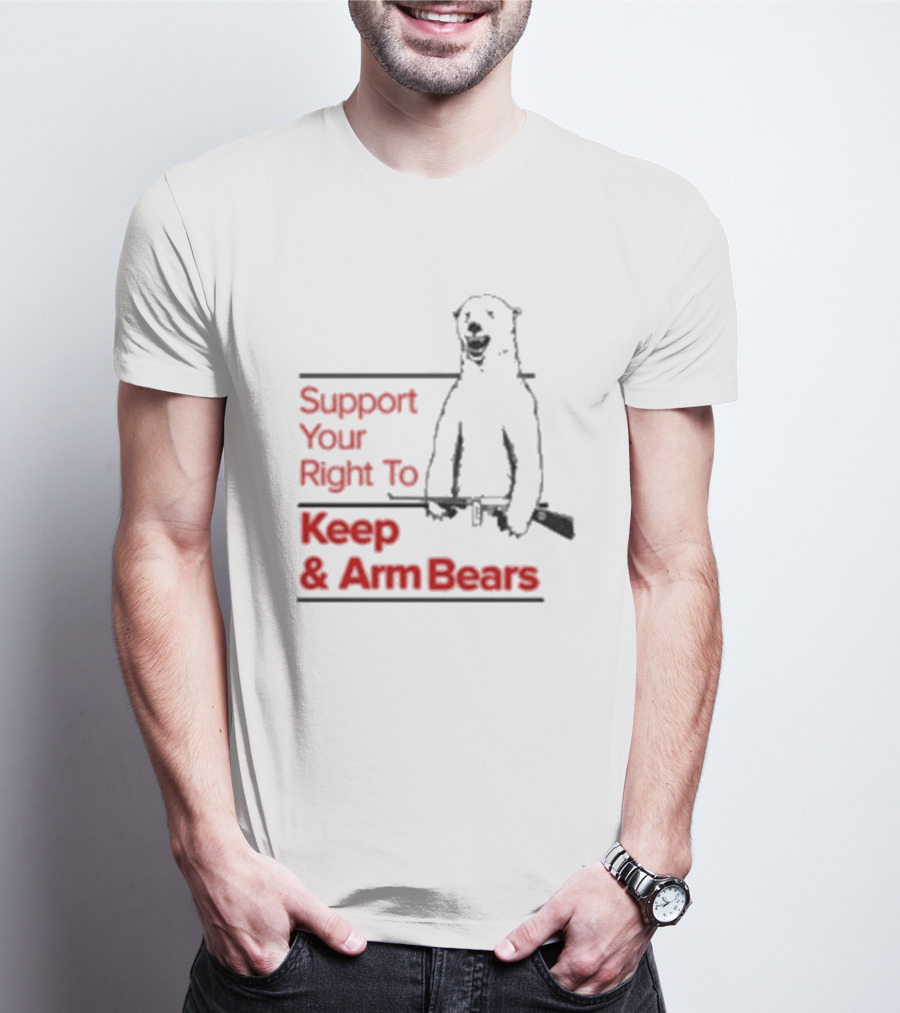 Support Your Right To Keep And Arm Bears Polar Bear Holding Rifle T-Shirt