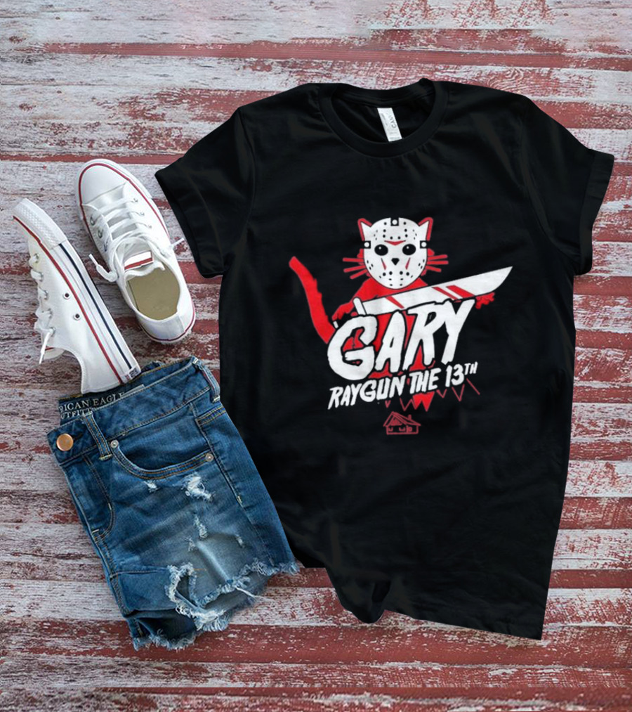 Gary Raygun The 13th Jason Mask Cat With Machete T-Shirt