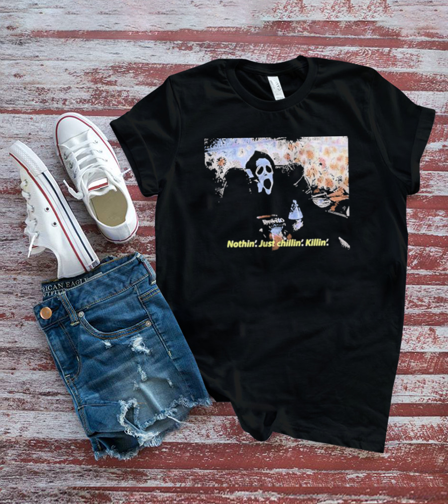 Ghostface Spooktober Nothin’ Just Chillin’ Killin’ Retro Style Vibes T-Shirt