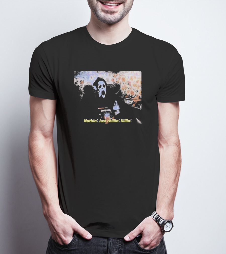 Ghostface Spooktober Nothin’ Just Chillin’ Killin’ Retro Style Vibes T-Shirt