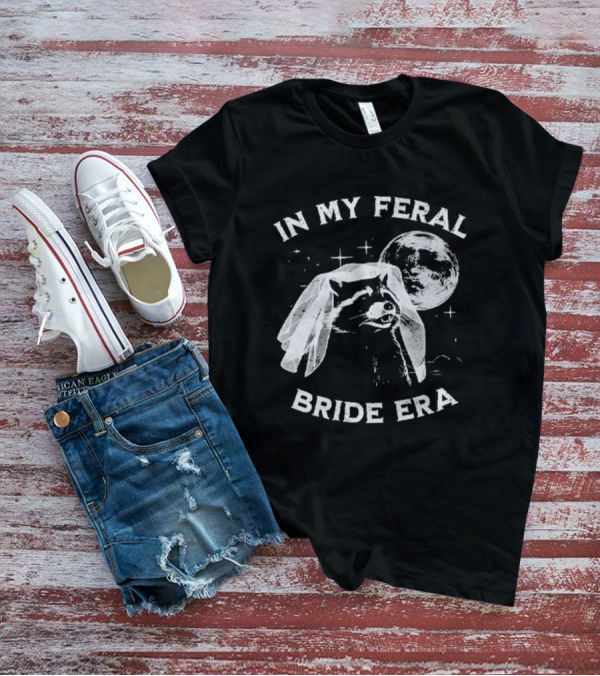 Raccoon In My Feral Bride Era With Moon And Veil T-Shirt