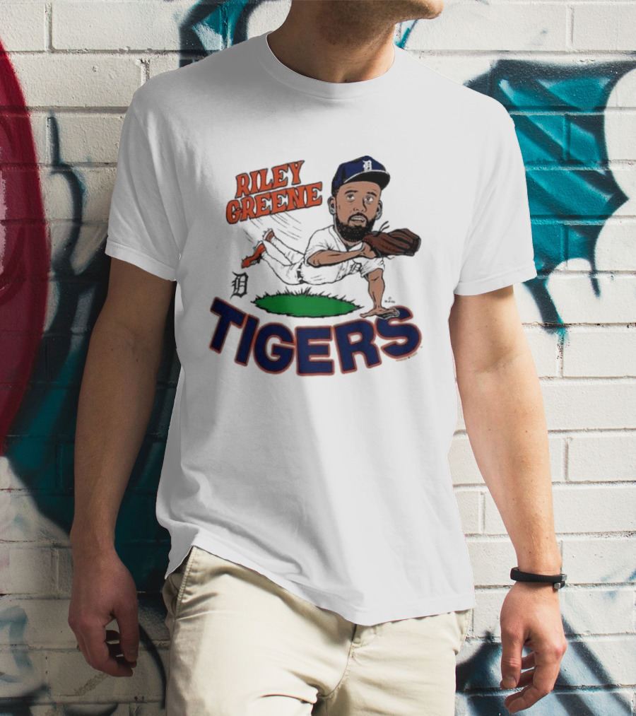 Riley Greene Detroit Tigers Caricature Player Tri Blend Homage Ash T-Shirt