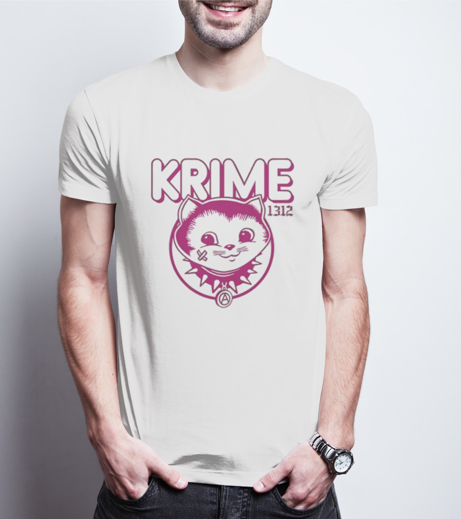 KRIME Cat 1312 Anarchist Symbol And Spiked Collar T-Shirt