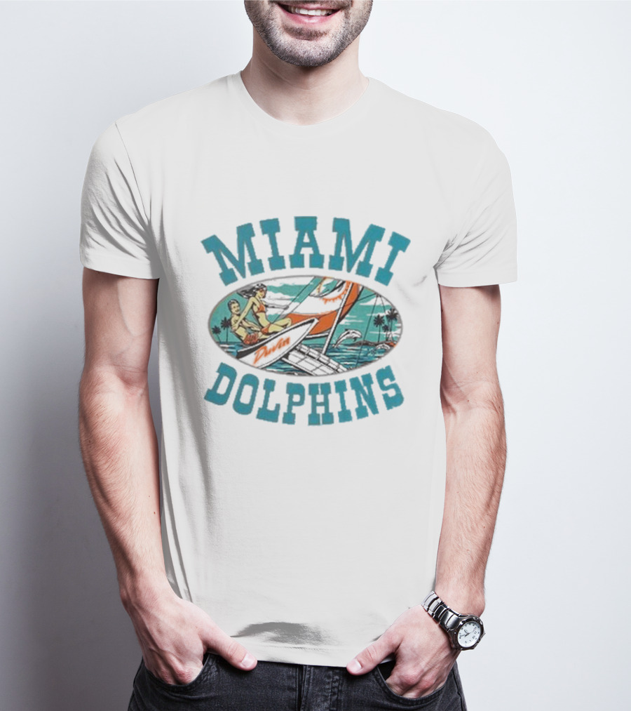 Miami Dolphins Sailing Adventure Retro Vibes T-Shirt