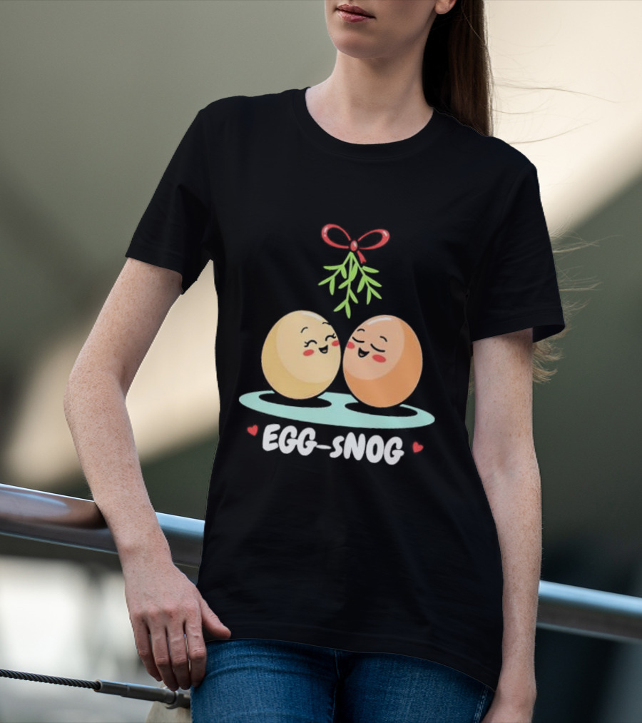 Egg Snog Mistletoe With Small Hearts T-Shirt