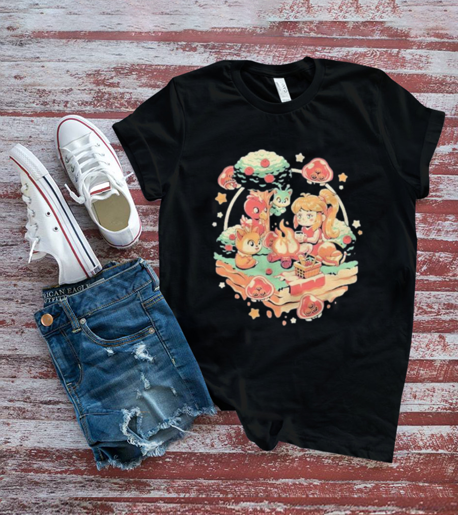 Hunter Campfire Adventure Bounty Girl Vintage Geek Forest Creatures T-Shirt
