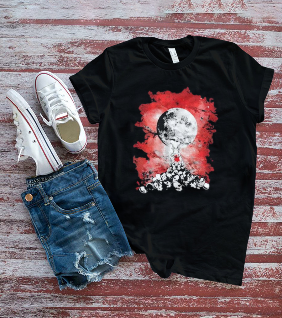 Killing Moon Rabbit Horror Blood And Skulls Horror Scene T-Shirt
