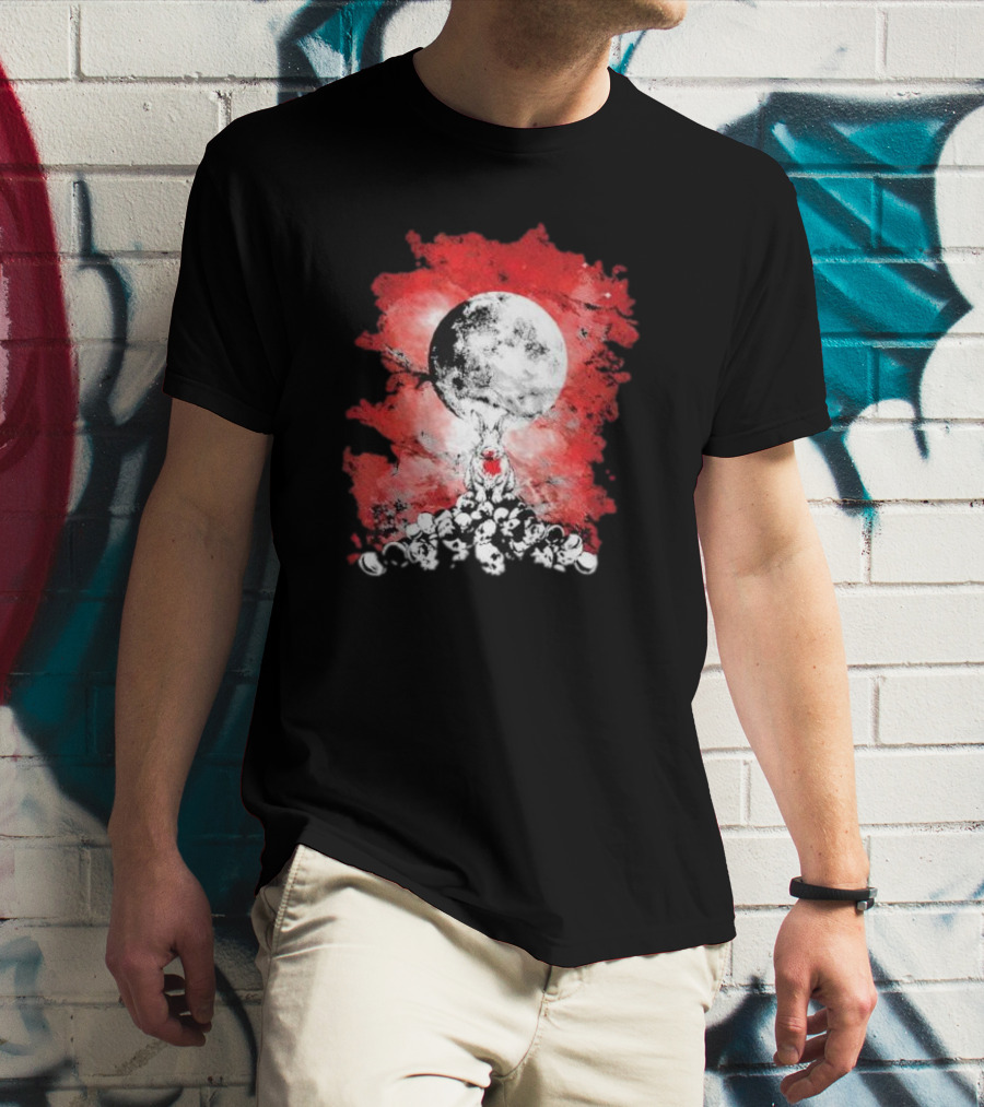 Killing Moon Rabbit Horror Blood And Skulls Horror Scene T-Shirt