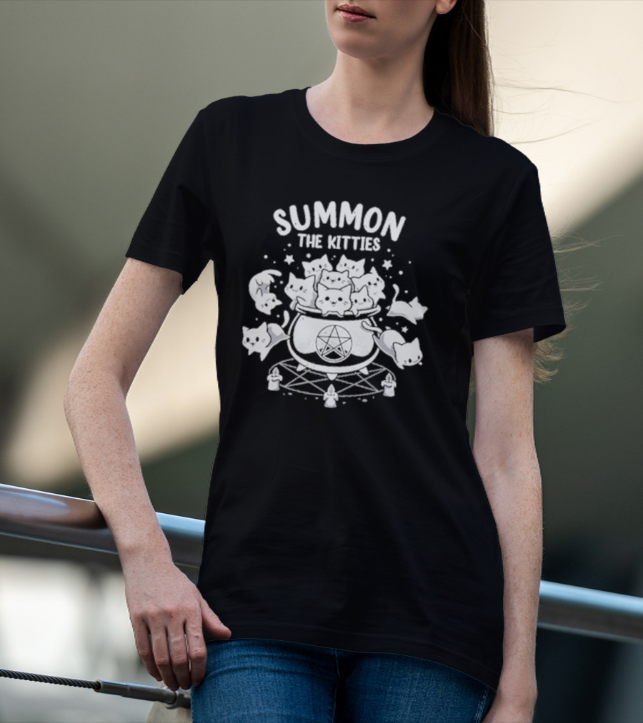 Summon The Kitties Cauldron Ritual With Snouleaf Cats T-Shirt