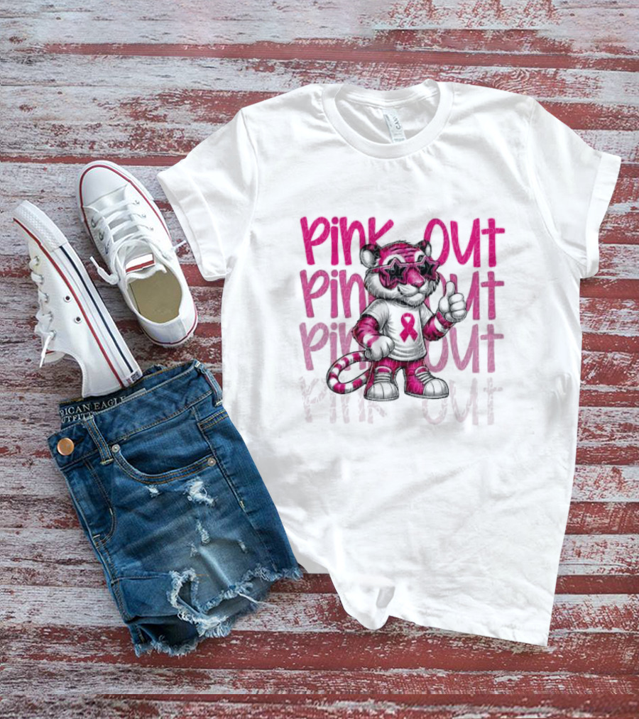 Detroit Tigers Pink Out Breast Cancer Awareness October Tiger Sublimation DTF T-Shirt