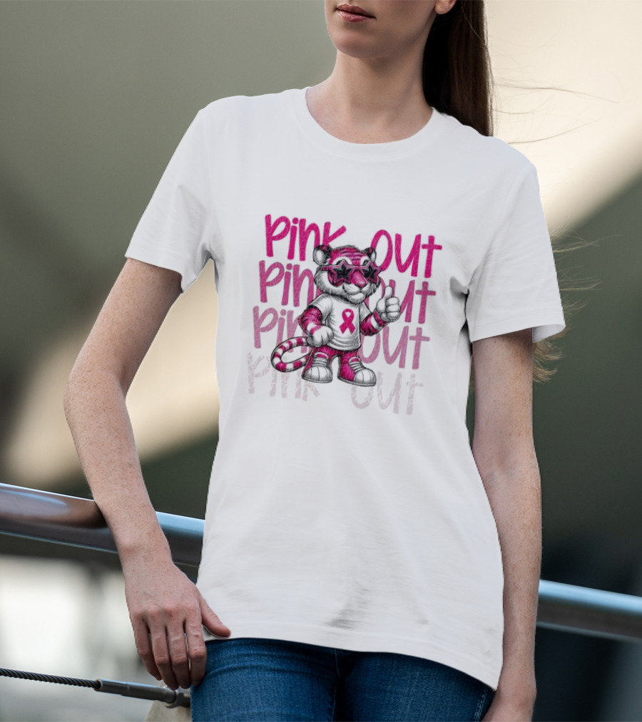 Detroit Tigers Pink Out Breast Cancer Awareness October Tiger Sublimation DTF T-Shirt