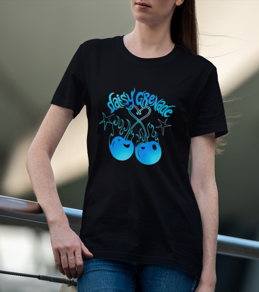 Daisy Grenade Flaming Cherries Heart Stars Hot Topic T-Shirt