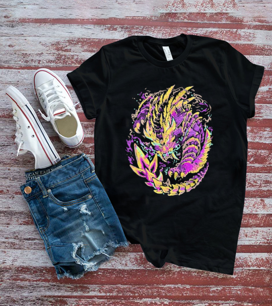 Monster Hunter Magnamalo Neon Colorful Dragon Graphics T-Shirt