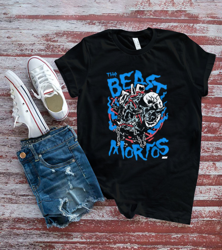 The Beast Mortos Skull Chains Inferno Blue Red Graphic ABN T-Shirt