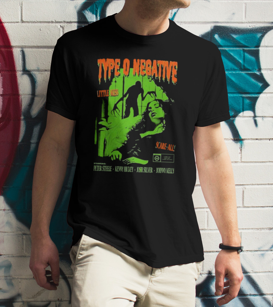 Type O Negative Little Miss Scare-All Horror Starring Peter Steele Kenny Hickey Josh Silver Johnny Kelly T-Shirt
