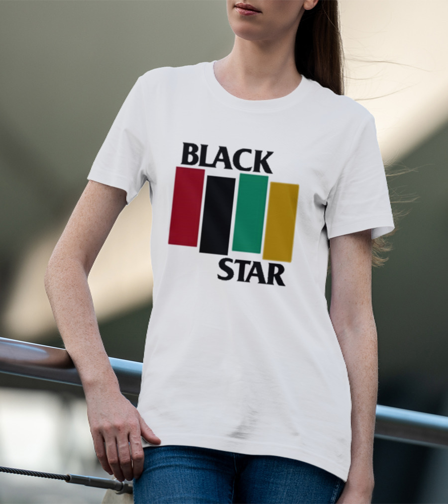 Black Star Flag Red Black Green Gold Vertical Bars T-Shirt