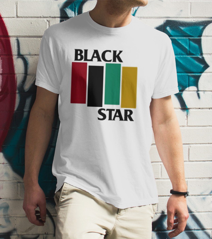 Black Star Flag Red Black Green Gold Vertical Bars T-Shirt