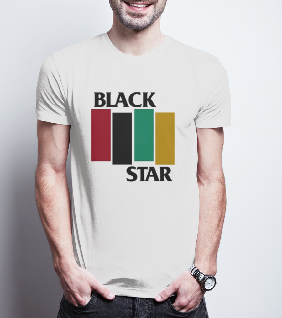 Black Star Flag Red Black Green Gold Vertical Bars T-Shirt
