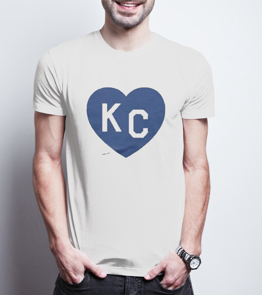 KC Heart Powder Blue Navy T-Shirt