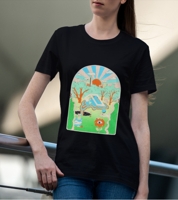 Anjunadeep X Andrew Mcgranahan Psychedelic Landscape With Eye And Cloud Motif T-Shirt