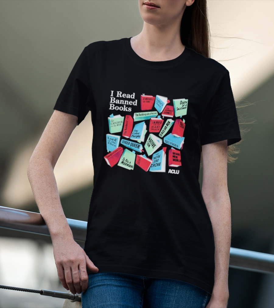 I Read Banned Books ACLU Catcher In The Rye Lord Of The Flies To Kill A Mockingbird Gender Queer T-Shirt