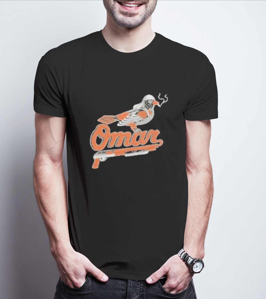 Omar The Wire Baltimore Oriole Bird Smoking Shotgun T-Shirt