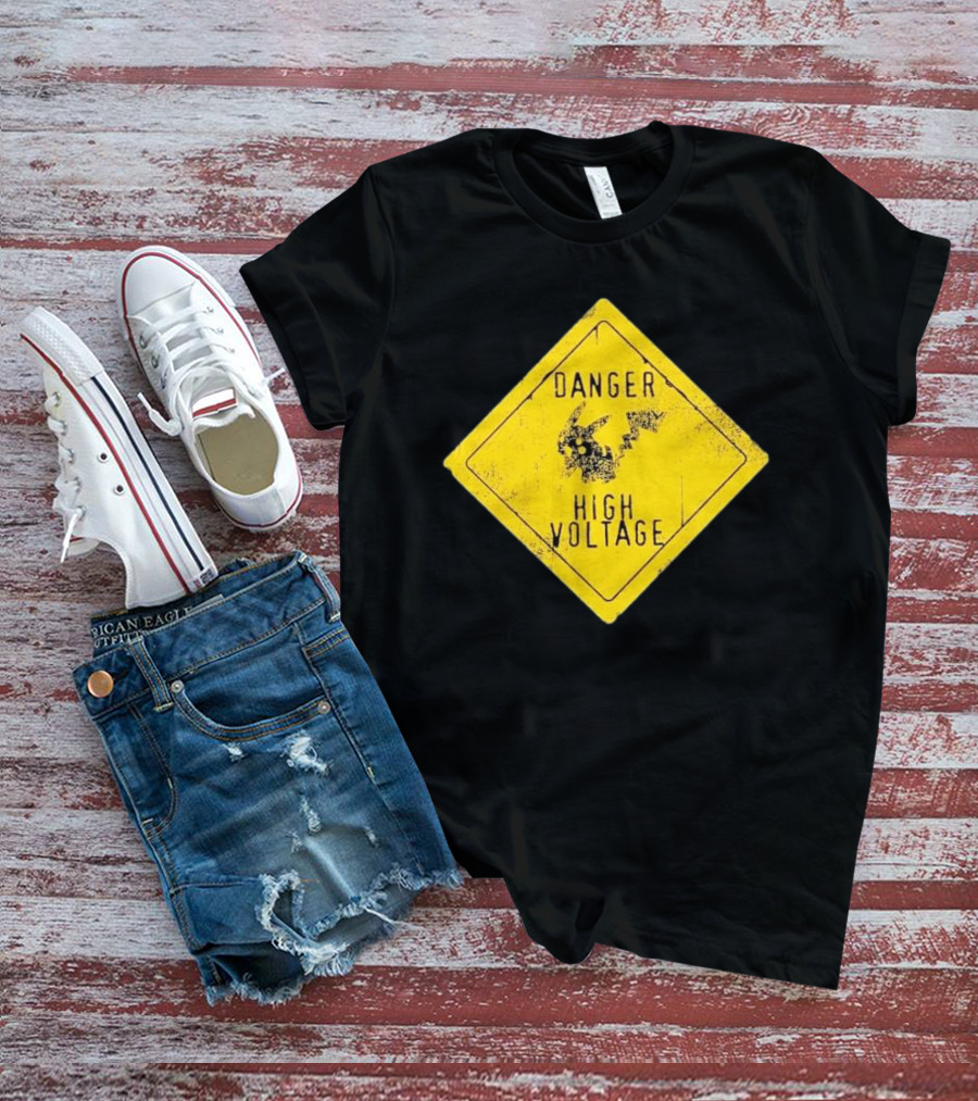 Pikachu Danger High Voltage Sign Warning T-Shirt