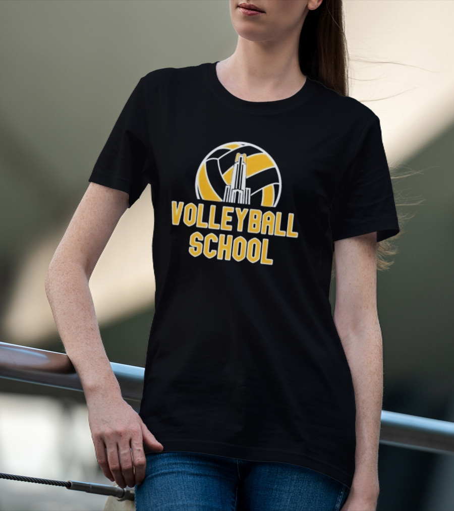 Volleyball School Ball Tower Icon With Building T-Shirt