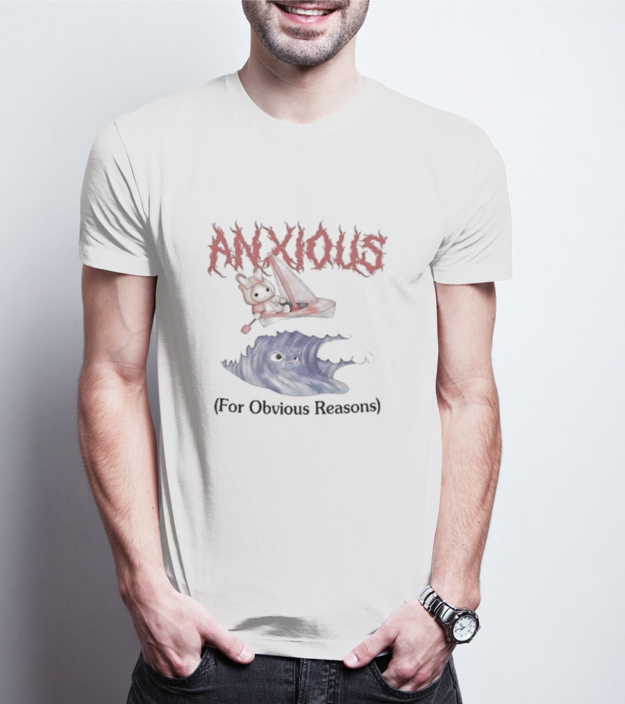 Anxious Bunny Sailing Over Angry Wave For Obvious Reasons T-Shirt