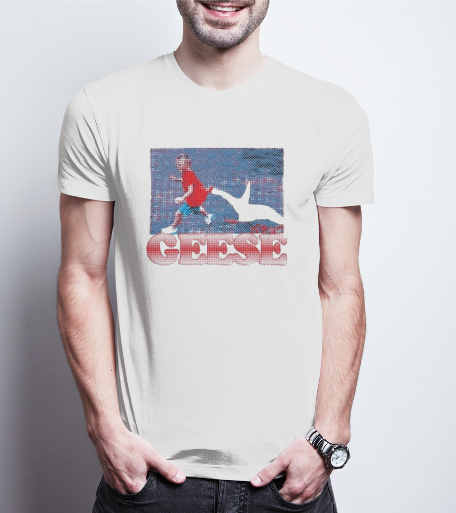 Geese Goose Bite Chase Red Shirt Kid Oval Open Mouth T-Shirt