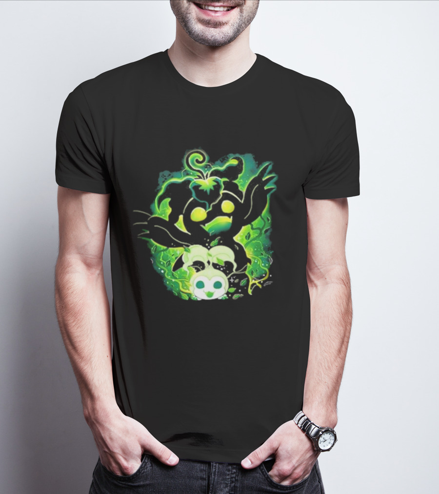 Digi Leaf Vallina Vibrant Green Creature With Gleaming Elements T-Shirt