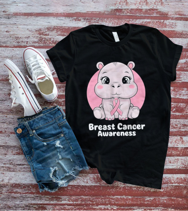 Breast Cancer Awareness Hippo Pink T-Shirt