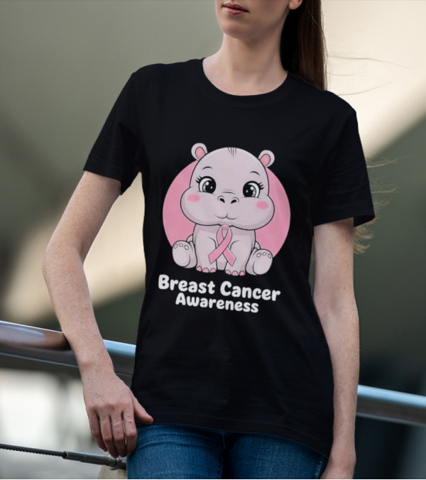 Breast Cancer Awareness Hippo Pink T-Shirt
