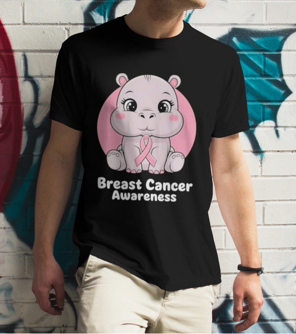 Breast Cancer Awareness Hippo Pink T-Shirt