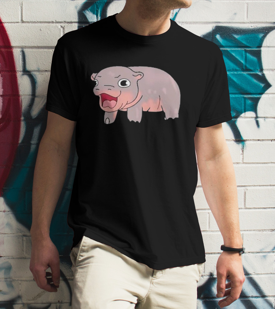 Moo Deng Baby Hippo Hippopotamus Cute Cartoon Character T-Shirt