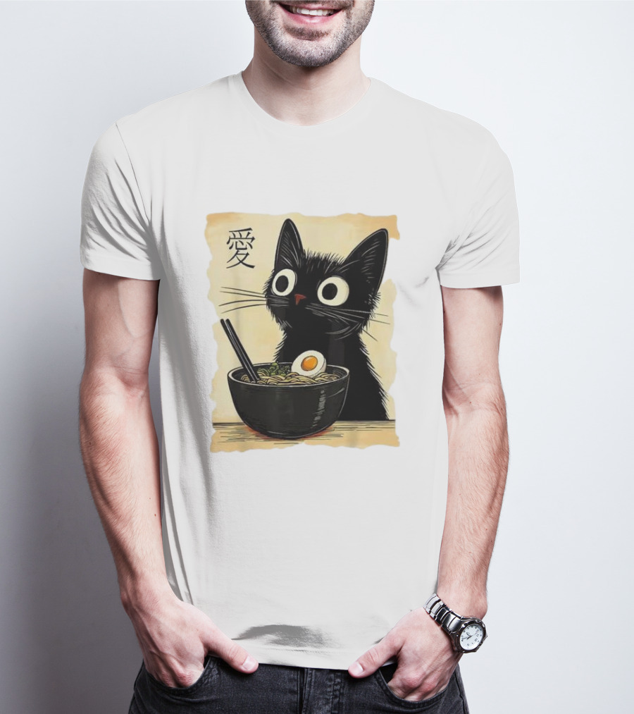 Cat Ramen Japanese Kawaii Anime Cat 愛 T-Shirt
