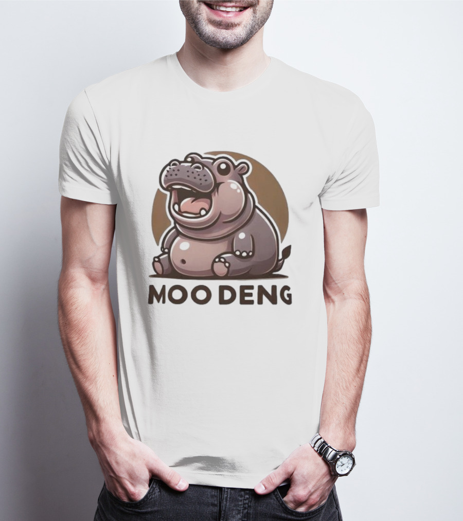 Moo Deng Baby Hippo Fat Cartoon Character T-Shirt