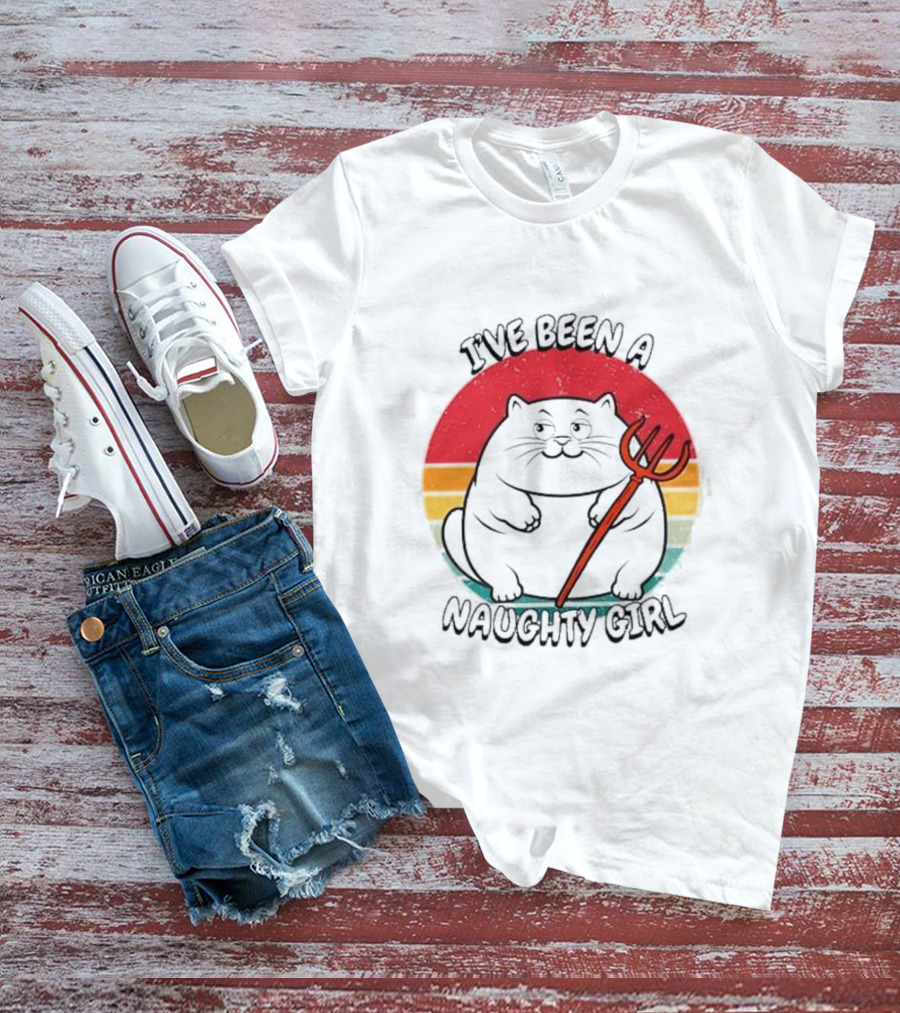 I’ve Been A Naughty Girl Cute Cat With Pitchfork T-Shirt