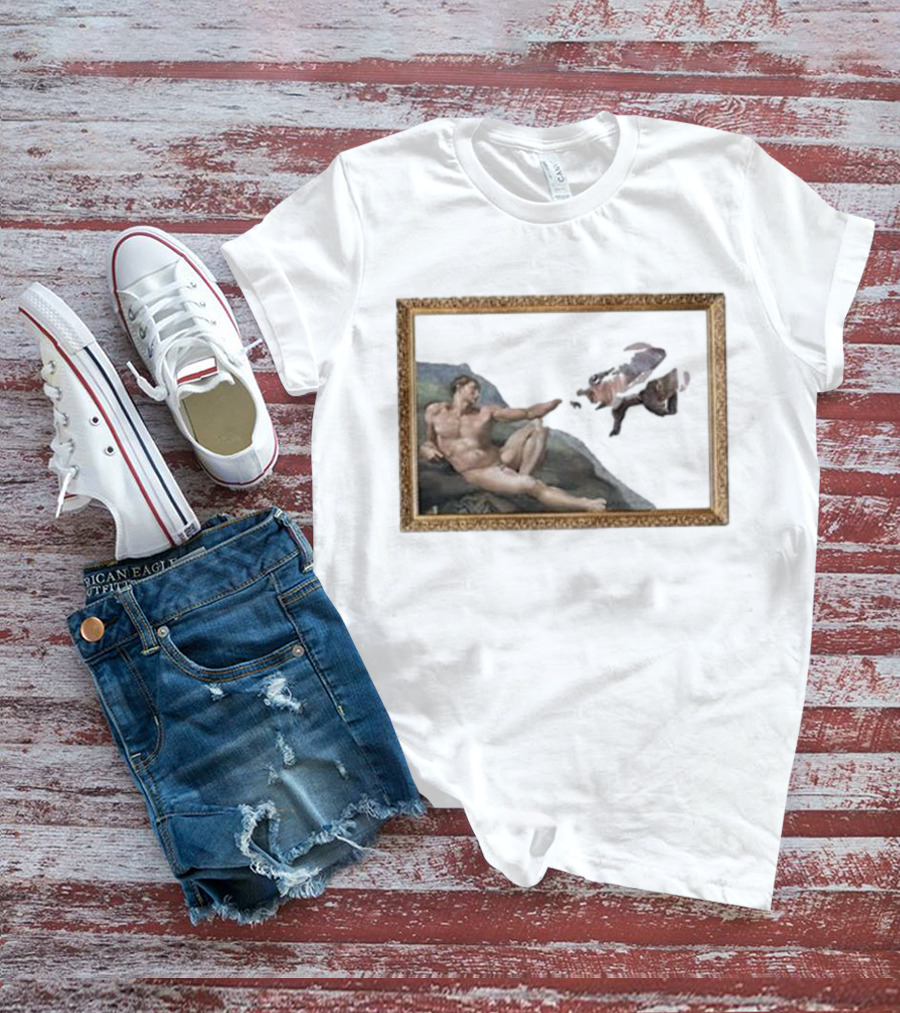 Michelangelo Moo Deng Creation Parody Vintage Frame T-Shirt