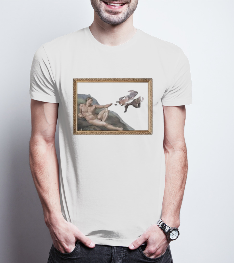 Michelangelo Moo Deng Creation Parody Vintage Frame T-Shirt