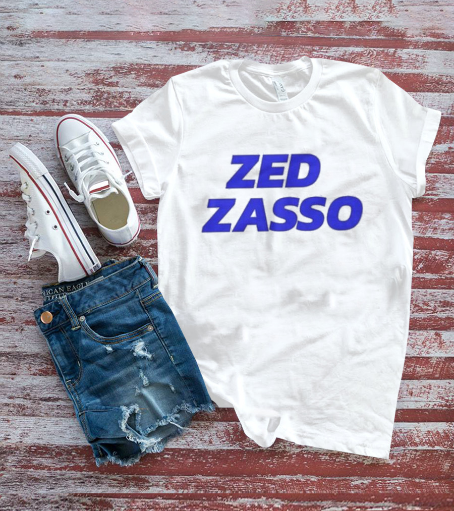 Zed Zasso Rachel Zegler Text Bold Blue Lettering T-Shirt