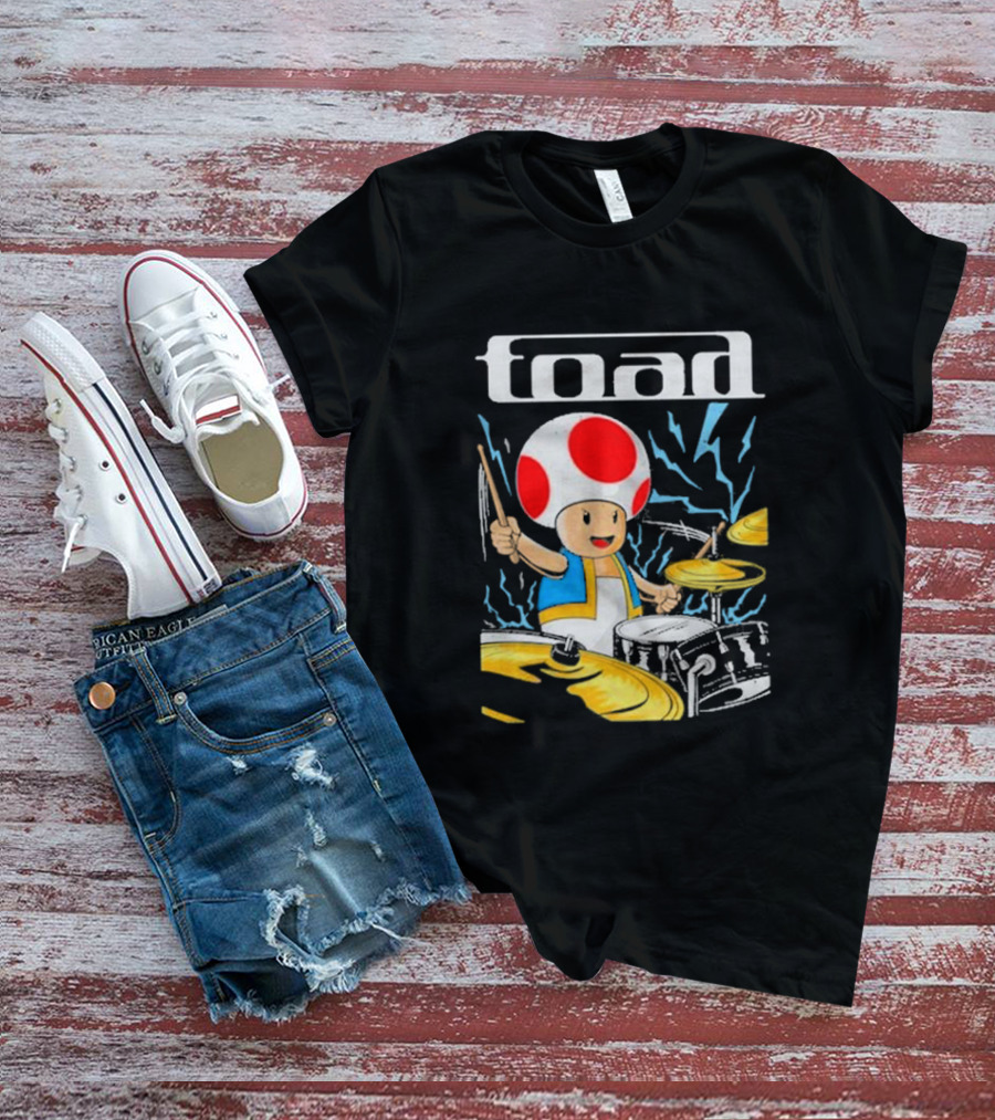 Toad Electric Drummer Mushroom Thunder T-Shirt