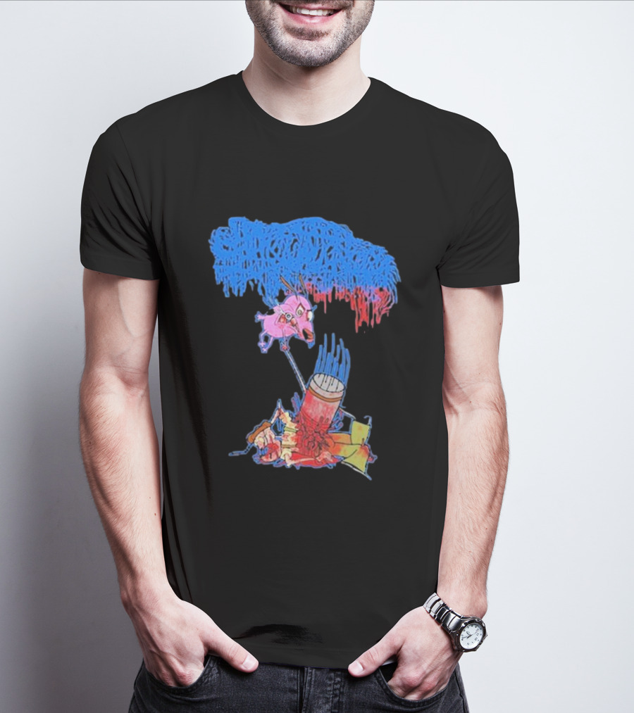 Moribund Art Sanguisugabogg Stupid Dog Psychedelic Cartoon Chaos T-Shirt