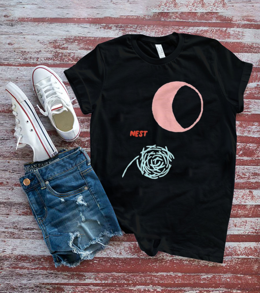 Nest And Moon Phases In Minimalist T-Shirt