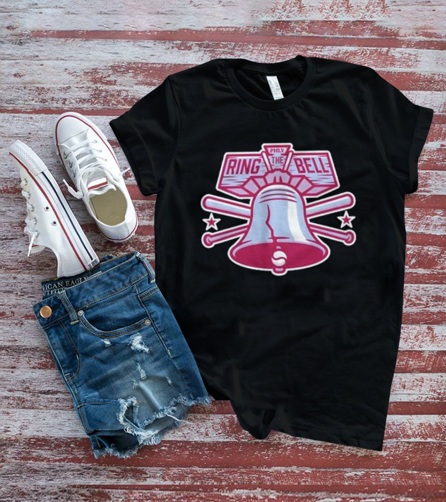 Philly Ring The Bell Baseball Icon With Crossed Bats And Stars T-Shirt