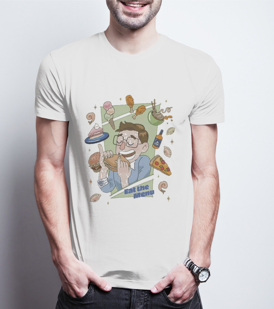 Eat The Menu Try Guys Keith's Food Bounty Pizza Ice Cream Chicken Ramen Dumplings T-Shirt