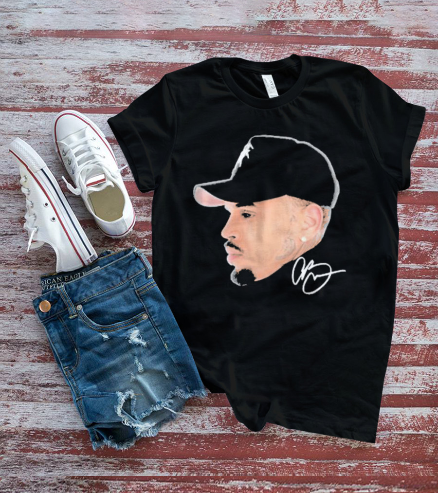 20 Years Of Chris Brown Big Head Signature Cap Profile T-Shirt