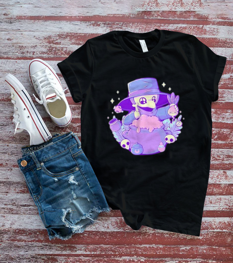 Cute Kawaii Plague Doctor With Potion Cauldron And Skulls T-Shirt
