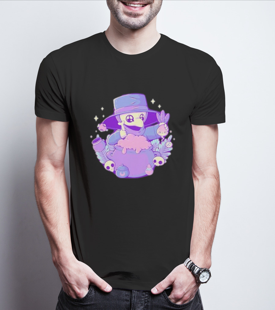 Cute Kawaii Plague Doctor With Potion Cauldron And Skulls T-Shirt